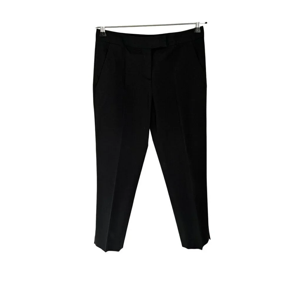 Theory Black Cropped Dress Pants With Side & Back Pockets Size 4